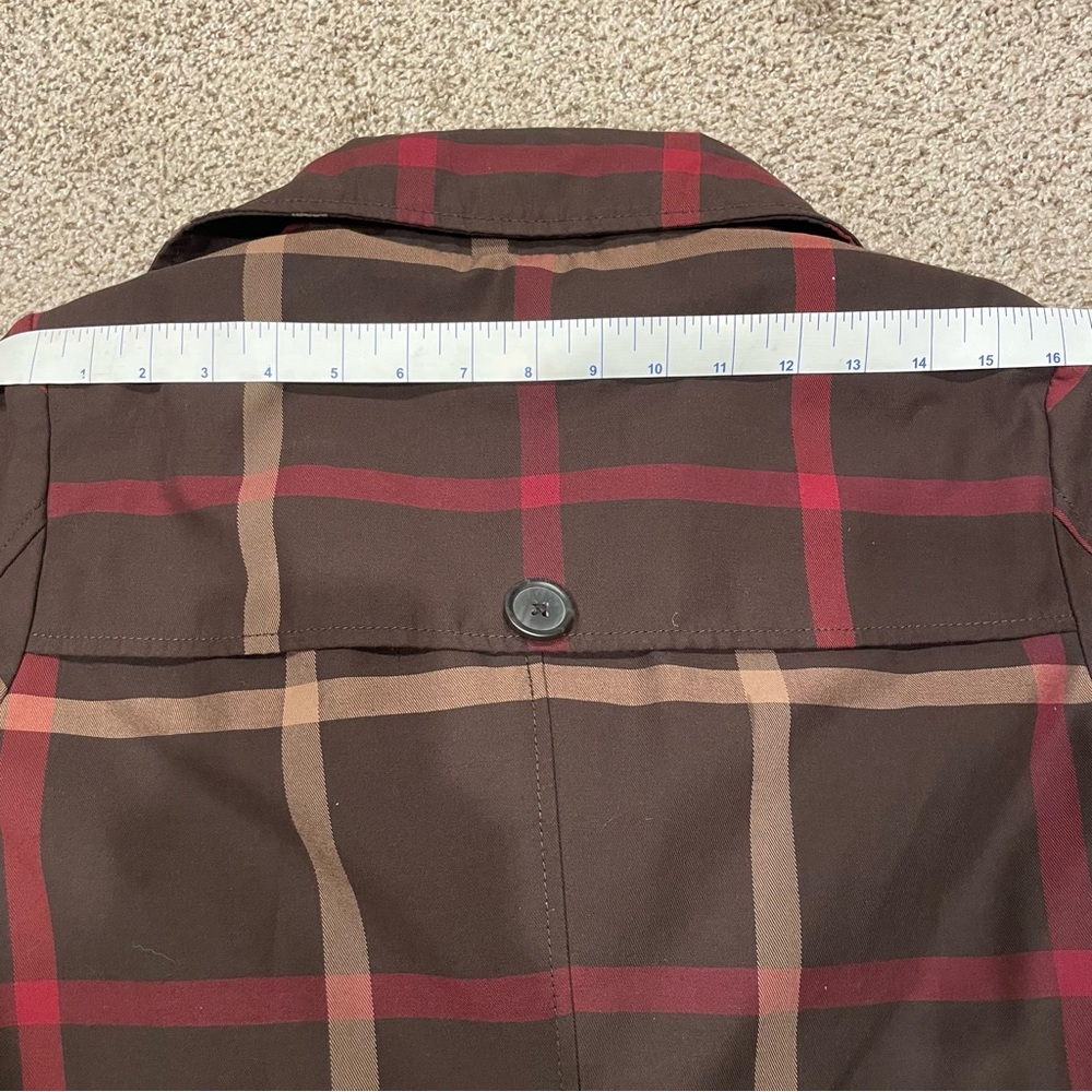 Merona Brown/Maroon Plaid Trench Coat - Picture 10 of 10